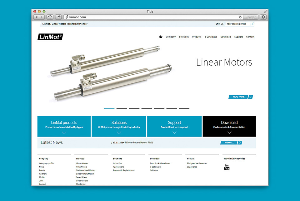 We designed and developed brand new website for LinMot Swiss