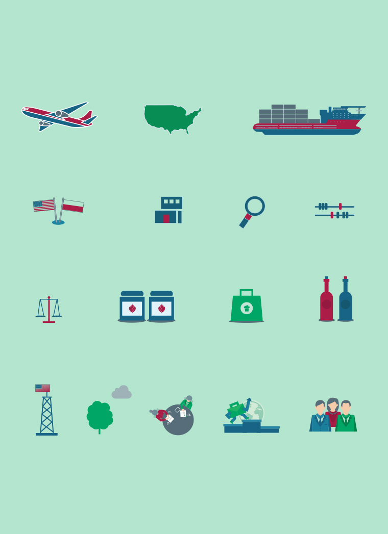 Series of three infographics about the TTIP contract for the Ministry of Economy