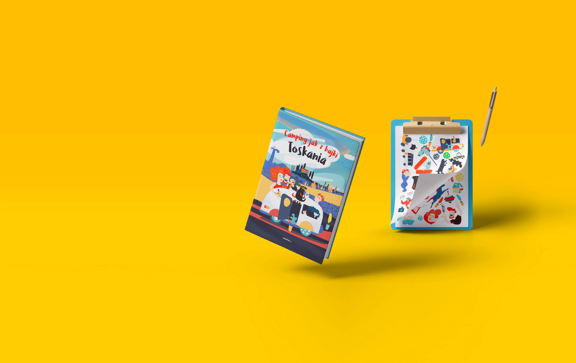 Ilustrowana książka dla dzieci o campingach w Toskanii